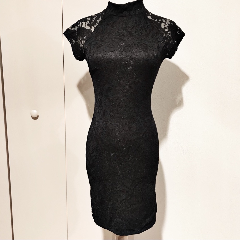 Asian inspired bodycon lace little black dress